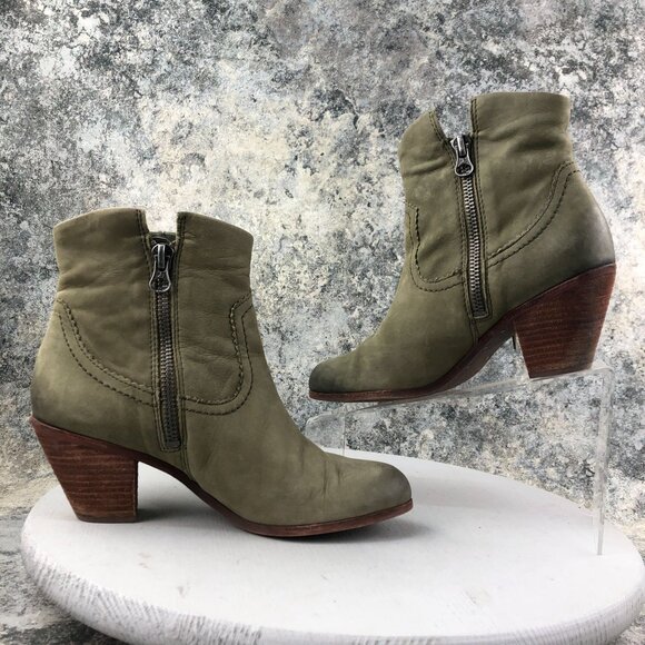 Sam Edelman Women's Size 11M Louie Green Leather Fringe High Heel Ankle Boots - Picture 9 of 15